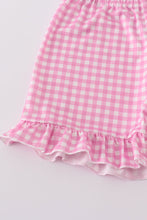 Load image into Gallery viewer, Mint princess embroidery gingham shorts set
