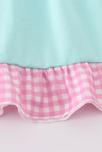 Load image into Gallery viewer, Mint princess embroidery gingham ruffle dress
