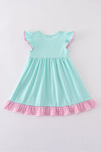 Load image into Gallery viewer, Mint princess embroidery gingham ruffle dress

