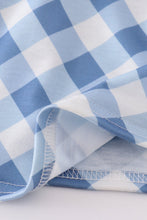 Load image into Gallery viewer, Blue bow embroidery smocked dress
