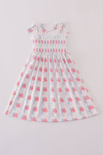 Load image into Gallery viewer, Bow embroidery smocked dress
