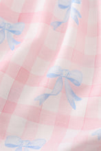 Load image into Gallery viewer, Pink plaid bow print gingham shorts set
