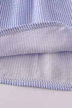 Load image into Gallery viewer, Blue stripe seersucker smocked mom&amp;me dress
