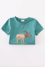Load image into Gallery viewer, Blue deer applique top
