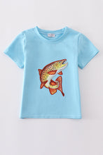 Load image into Gallery viewer, Blue fish applique top
