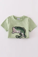 Load image into Gallery viewer, Green Fish Applique Top
