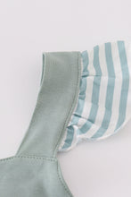 Load image into Gallery viewer, Sage stripe flutter trim ruffle dress

