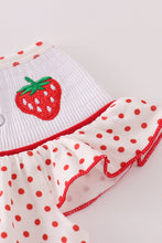 Load image into Gallery viewer, Red dot strawberry embroidery smocked bloomer set

