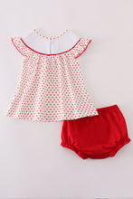 Load image into Gallery viewer, Red dot strawberry embroidery smocked bloomer set
