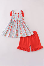 Load image into Gallery viewer, Apple print bow ruffle shorts set
