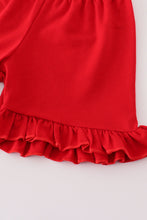 Load image into Gallery viewer, Red apple bow ruffle shorts set

