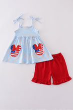 Load image into Gallery viewer, Blue&amp;red character applique shorts set
