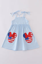 Load image into Gallery viewer, Blue character applique stripe dress
