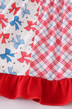 Load image into Gallery viewer, Blue bow print ruffle dress
