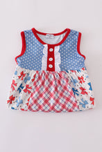 Load image into Gallery viewer, Blue bow print ruffle dress
