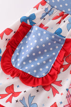 Load image into Gallery viewer, Blue bow print ruffle shorts set
