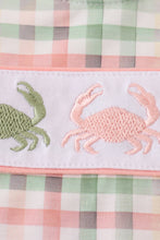 Load image into Gallery viewer, Crab embroidery plaid bloomer set
