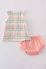 Load image into Gallery viewer, Crab embroidery plaid bloomer set
