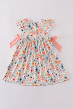 Load image into Gallery viewer, Floral crab embroidery bow ruffle dress
