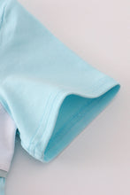 Load image into Gallery viewer, Blue flamingo embroidery short set
