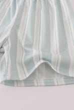 Load image into Gallery viewer, Blue flamingo embroidery short set
