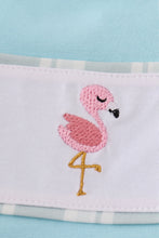 Load image into Gallery viewer, Blue flamingo embroidery short set
