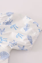 Load image into Gallery viewer, Blue seashell bow mom&amp;me dress
