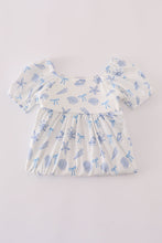 Load image into Gallery viewer, Blue seashell bow mom&amp;me dress
