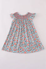 Load image into Gallery viewer, Blue floral smocked dress
