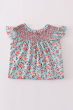 Load image into Gallery viewer, Blue floral smocked dress
