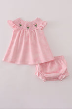 Load image into Gallery viewer, Pink floral smocked bloomer set
