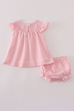 Load image into Gallery viewer, Pink floral smocked bloomer set
