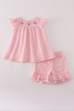 Load image into Gallery viewer, Pink floral smocked shorts set
