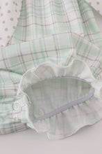 Load image into Gallery viewer, Green plaid sea shell french knot ruffle bubble
