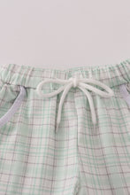 Load image into Gallery viewer, Green plaid sea shell french knot shorts est
