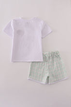 Load image into Gallery viewer, Green plaid sea shell french knot shorts est
