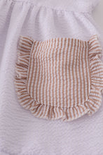 Load image into Gallery viewer, Brown white seersucker stripe ruffle shorts set

