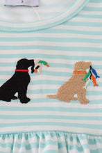 Load image into Gallery viewer, Green stripe puppy hunting embroidery shorts set
