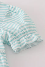 Load image into Gallery viewer, Green stripe puppy hunting embroidery shorts set
