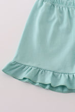 Load image into Gallery viewer, Green stripe puppy hunting embroidery shorts set

