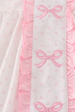 Load image into Gallery viewer, Pink bow embroidery dot ruffle pants set
