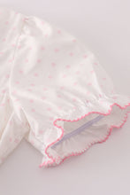 Load image into Gallery viewer, Pink bow embroidery dot ruffle pants set
