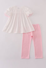 Load image into Gallery viewer, Pink bow embroidery dot ruffle pants set
