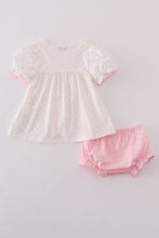 Load image into Gallery viewer, Pink bow embroidery dot bloomer set
