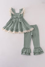 Load image into Gallery viewer, Sage lace ruffle pants set
