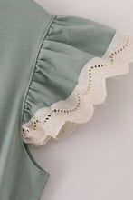 Load image into Gallery viewer, Sage lace ruffle mom dress
