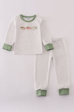 Load image into Gallery viewer, Sage fish french knot stripe pajama set

