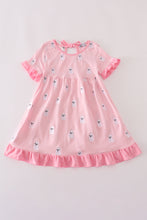 Load image into Gallery viewer, Pink ghost embroidery ruffle dress
