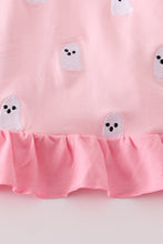 Load image into Gallery viewer, Pink ghost embroidery ruffle dress
