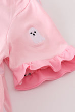 Load image into Gallery viewer, Pink ghost embroidery ruffle dress

